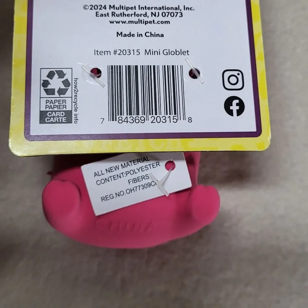 Multipet NWT Mini 4in Latex Pig Polka Dot Globlet Squeaky Dog Toy- 1 Count